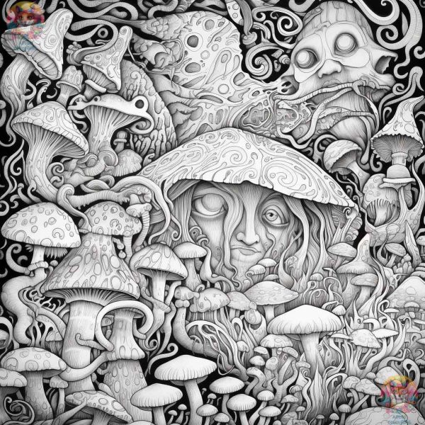 Trippy Mushroom Coloring Pages You'll Love - adultcolouring.com