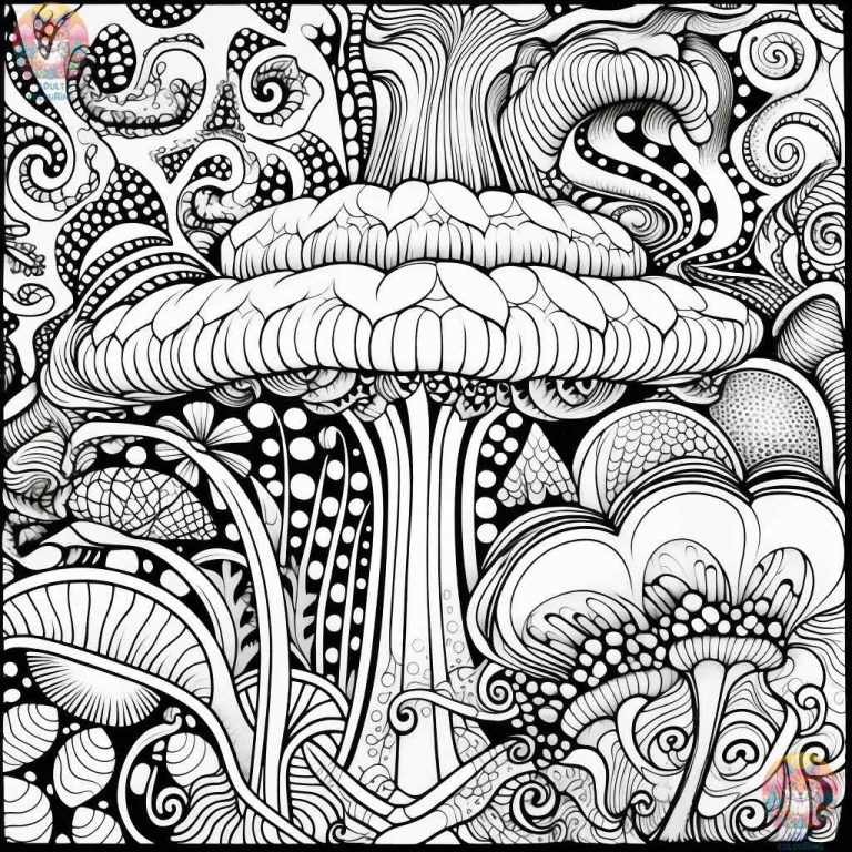 Trippy Mushroom Coloring Pages You'll Love - adultcolouring.com