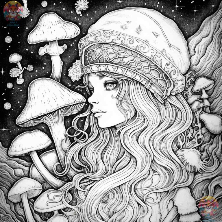 Trippy Mushroom Coloring Pages You'll Love - adultcolouring.com