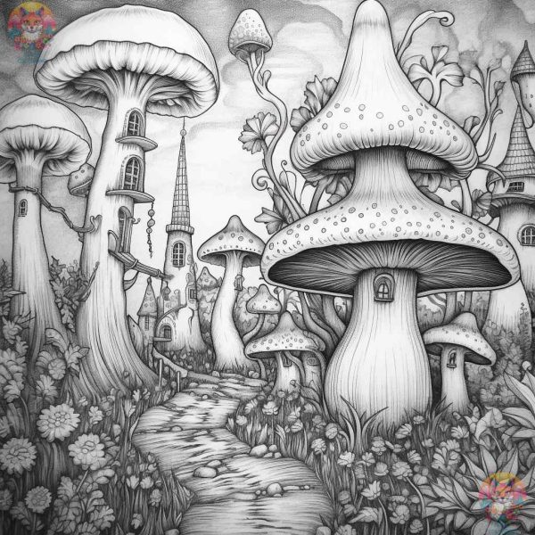 Trippy Mushroom Coloring Pages You'll Love - adultcolouring.com