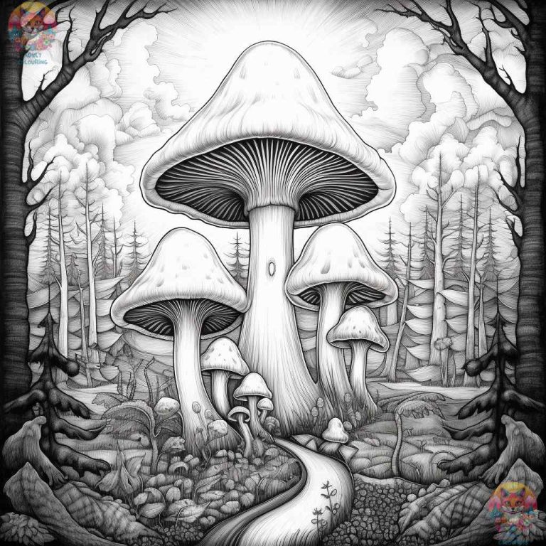 Trippy Mushroom Coloring Pages You'll Love - adultcolouring.com