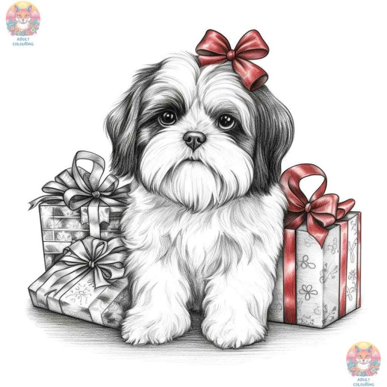 Unwrap Joy with the Best Christmas Dog Coloring Pages - adultcolouring.com
