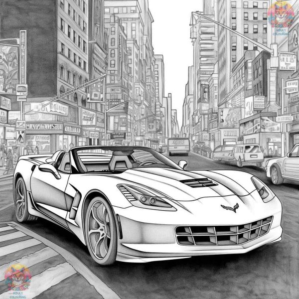Shading the Speed: A Thrilling Adventure with Corvette Coloring Page