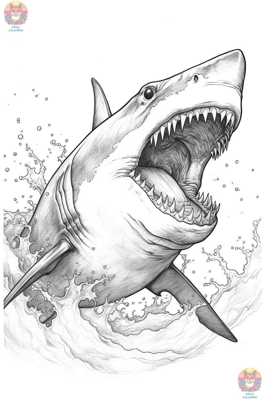 A Deep Sea Journey with Great White Shark Coloring Pages ...
