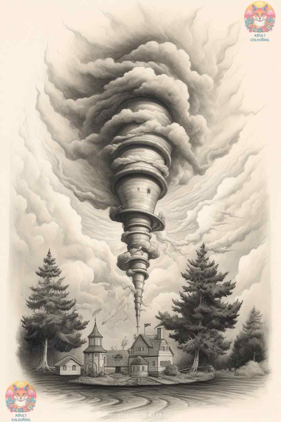 Another Unique Tornado Coloring Page