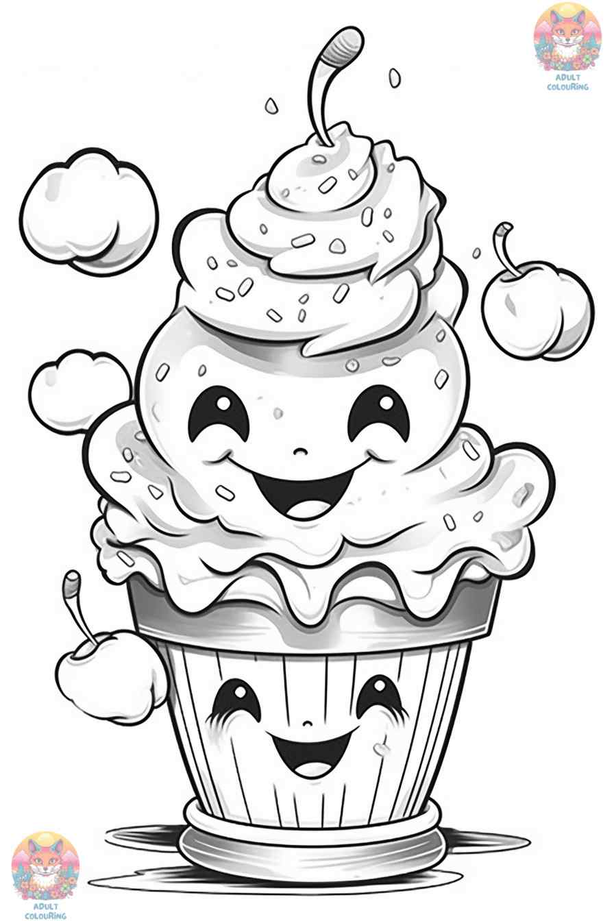 Deliciously Adorable: A Feast of Kawaii Food Coloring Pages - adultcolouring.com